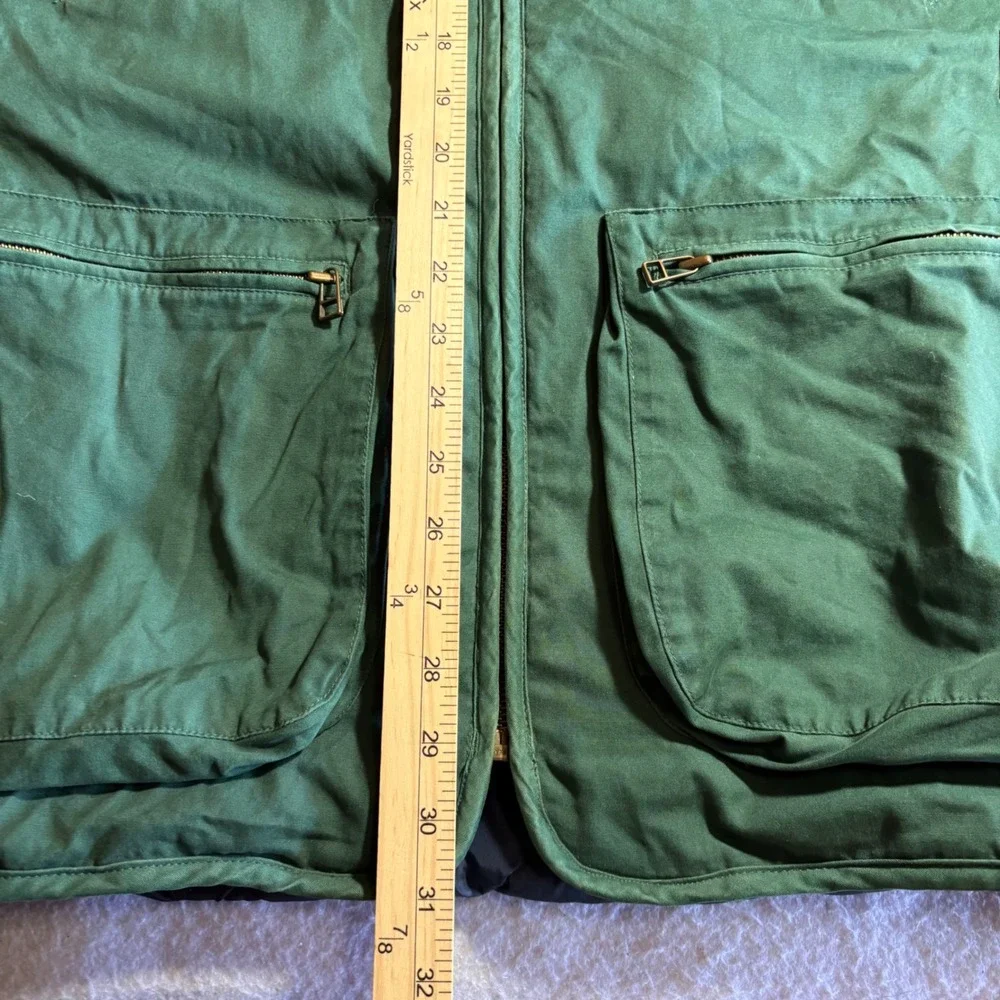 Vintage Eddie Bauer Mens Goose Down Field Coat Barn Jacket Green Suede‎ Collar S